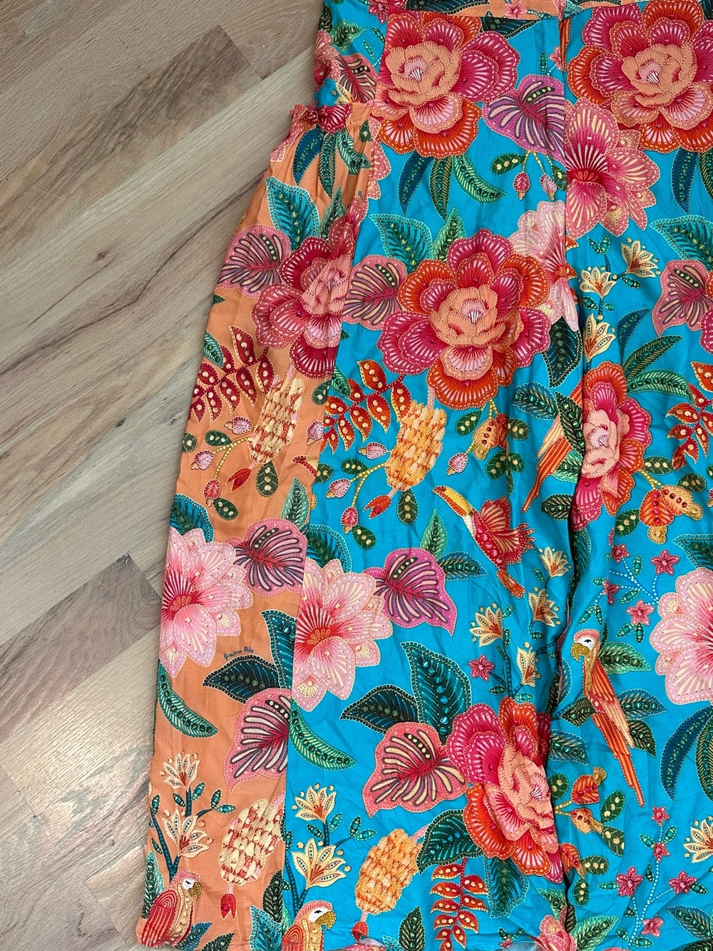 FARM Rio Teal & Coral Floral Pants - Picture 2 of 6